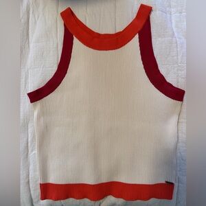Q2 Colorblock Tank Top - Cream, Red, and Orange
